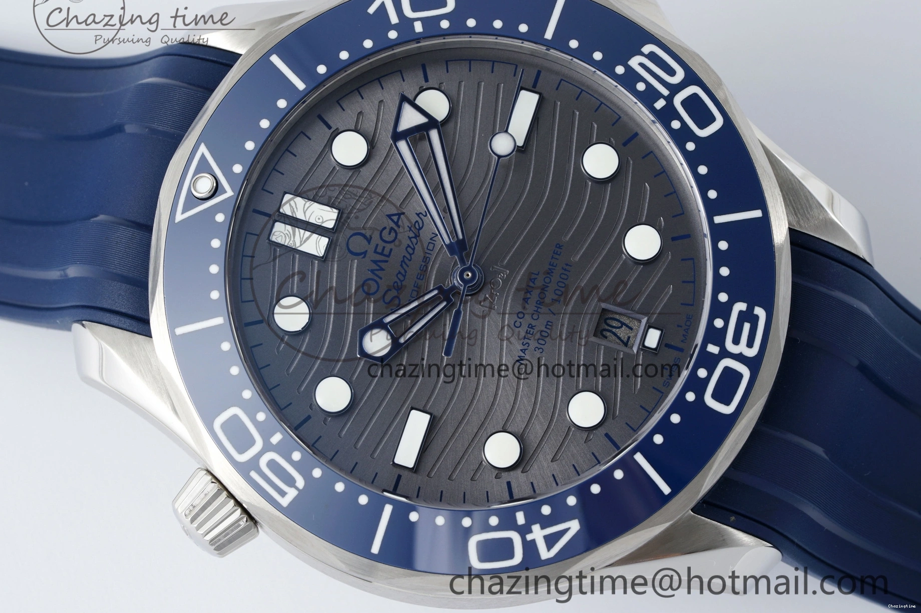 0305 SmartChoice Seamaster Diver 300M ZF 1:1 Best Edition Blue Ceramic Gray Dial on Blue Rubber Strap A 7735